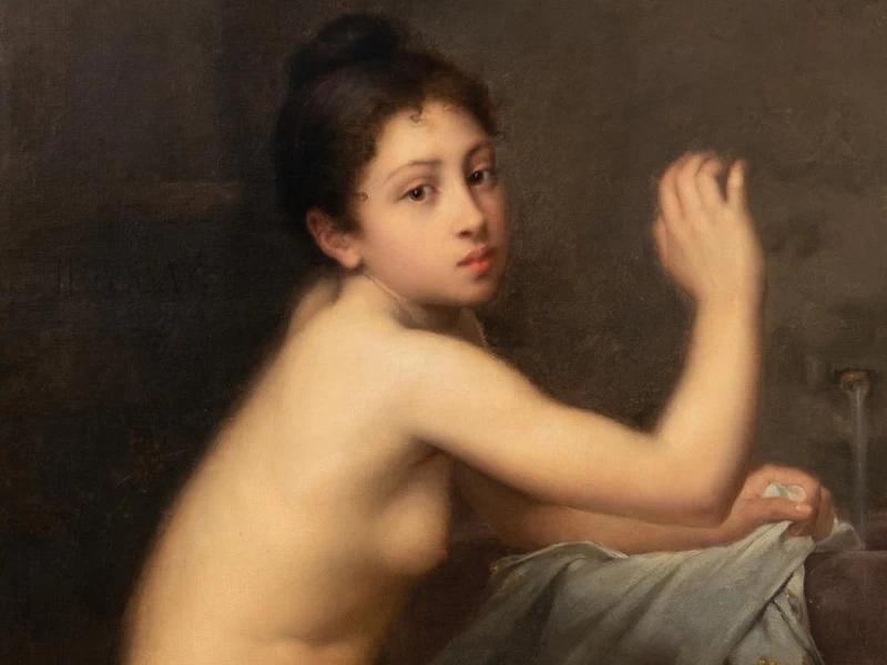 1840-Joséphine Houssay - Giovane donna nuda che fa il bagno in alla fontana